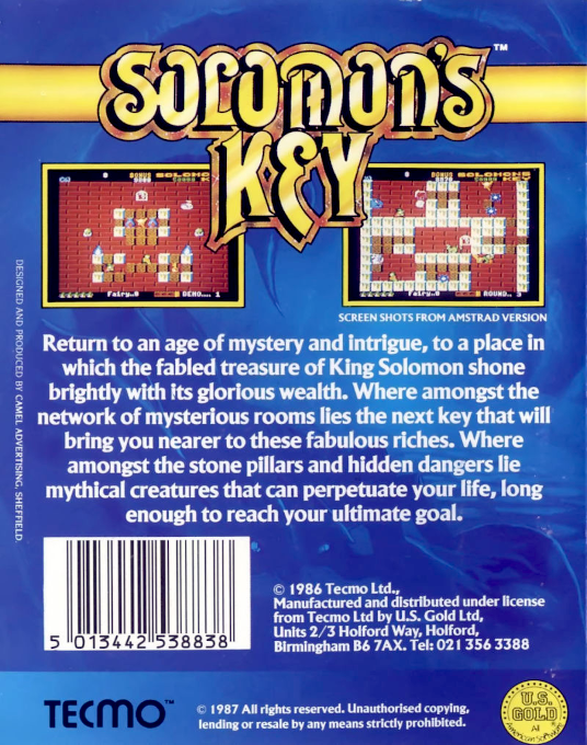 Solomon's Key — Box back