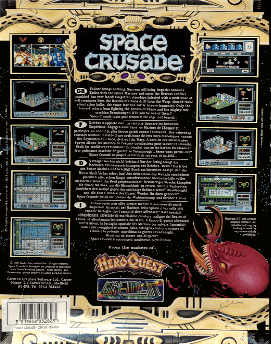Space Crusade — Box back