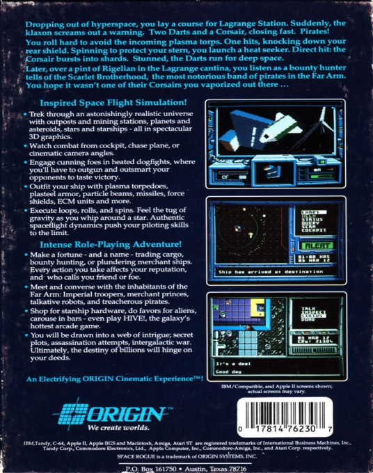 Space Rogue — Box back