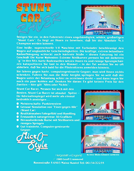 Stunt Car Racer — Box back