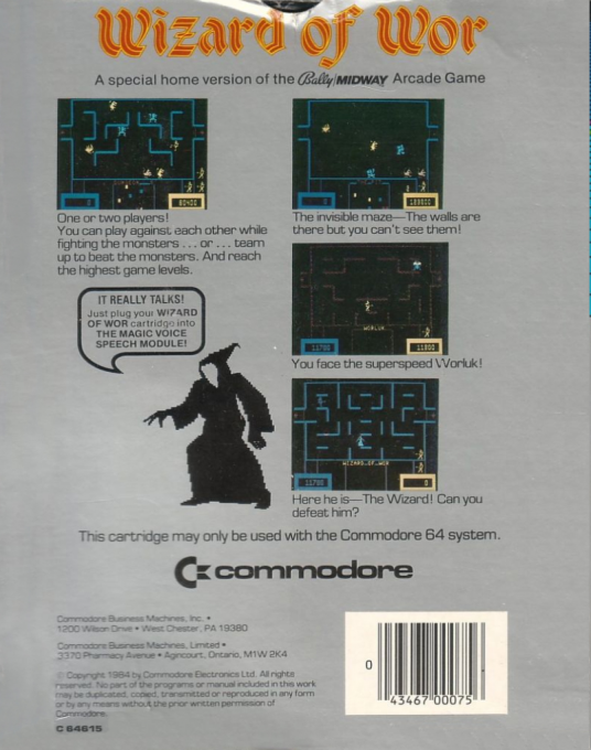 Wizard of Wor — Box back
