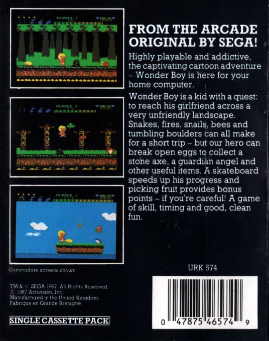 Wonder Boy — Box back