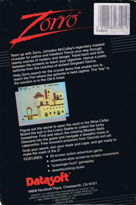 Zorro — Box back