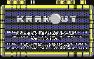 Krakout — Title screen