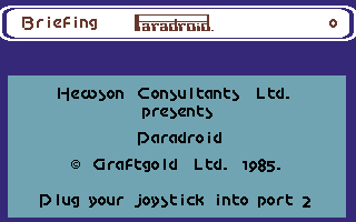 Paradroid : 35 Anniversary Edition — Title screen