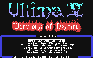 Ultima V : Warriors of Destiny — Title screen