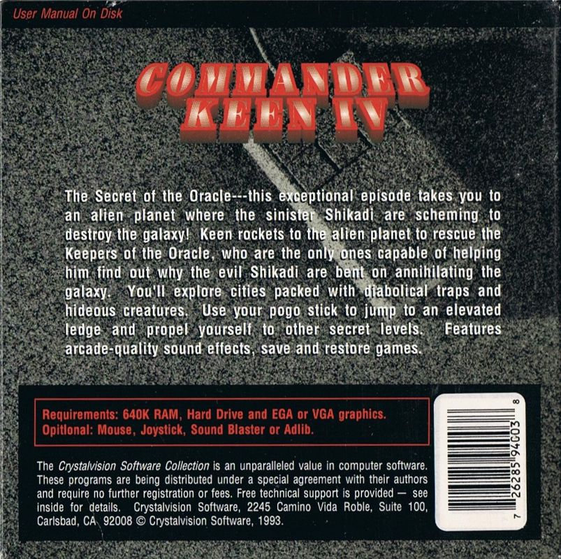 Commander Keen IV : Secret of the Oracle — Box back