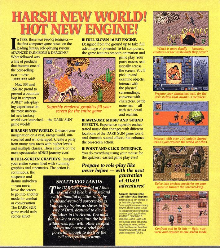 Dark Sun : Shattered Lands — Box back
