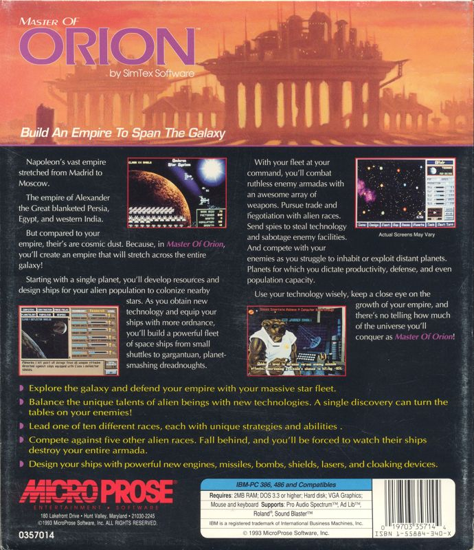 Master of Orion — Box back