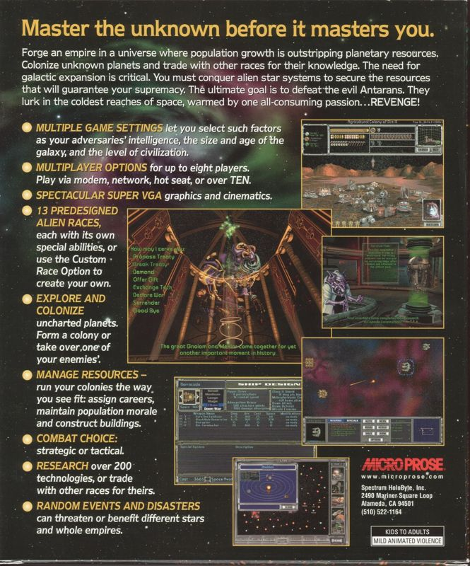 Master of Orion II : Battle at Antares — Box back