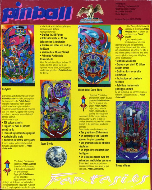 Pinball Fantasies — Box back