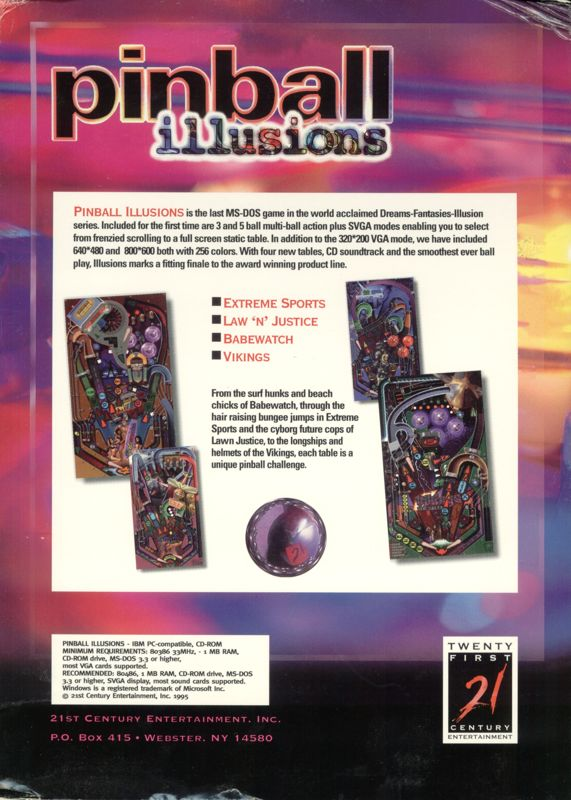 Pinball Illusions — Box back