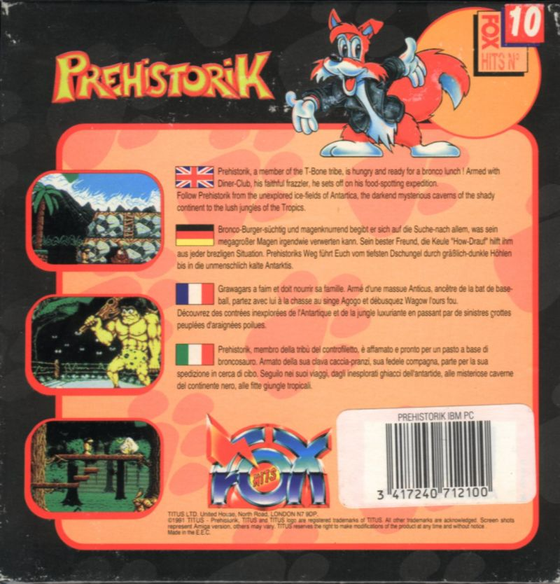 Prehistorik — Box back
