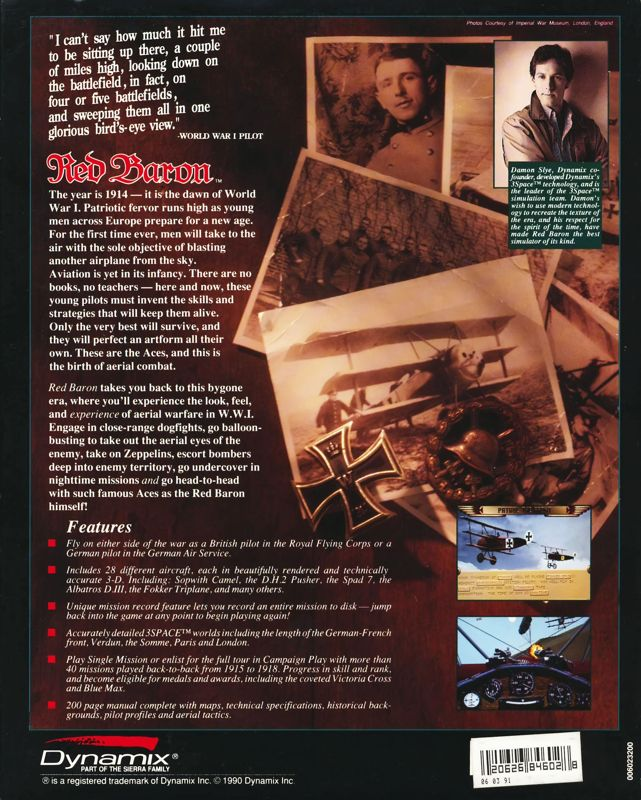 Red Baron — Box back