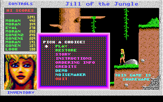 Jill of the Jungle — Title screen