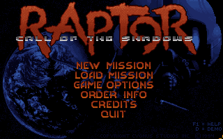 Raptor : Call of the Shadows — Title screen