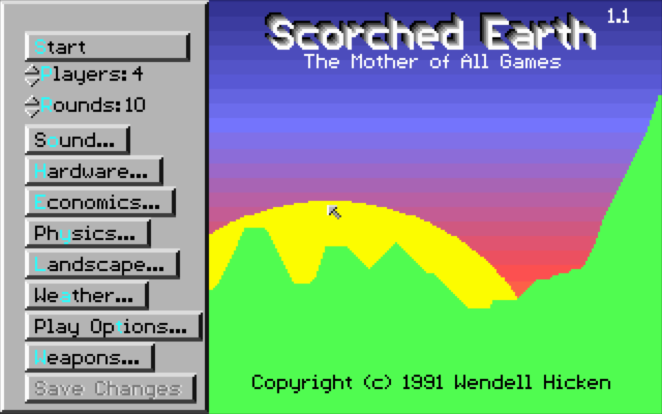 Scorched Earth — Title screen