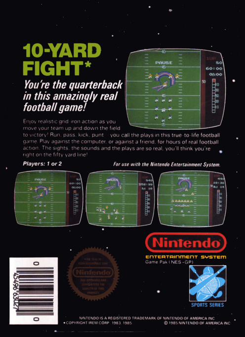 10-Yard Fight — Box back