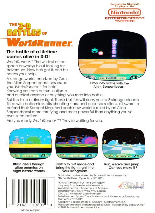 3-D WorldRunner — Box back