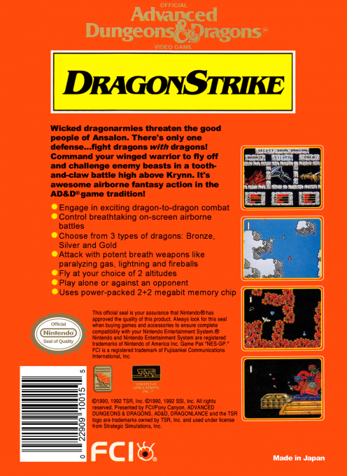 Advanced Dungeons & Dragons : DragonStrike — Box back