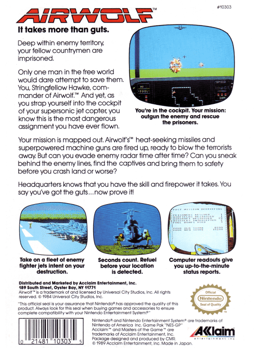 Airwolf — Box back