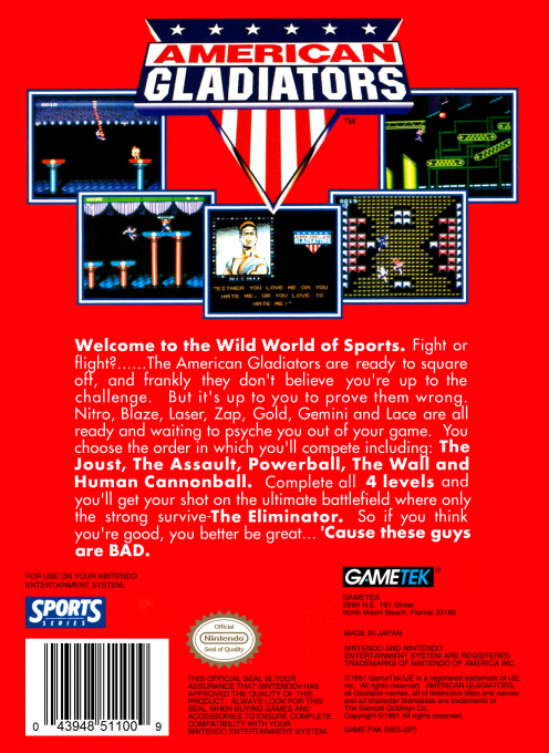American Gladiators — Box back