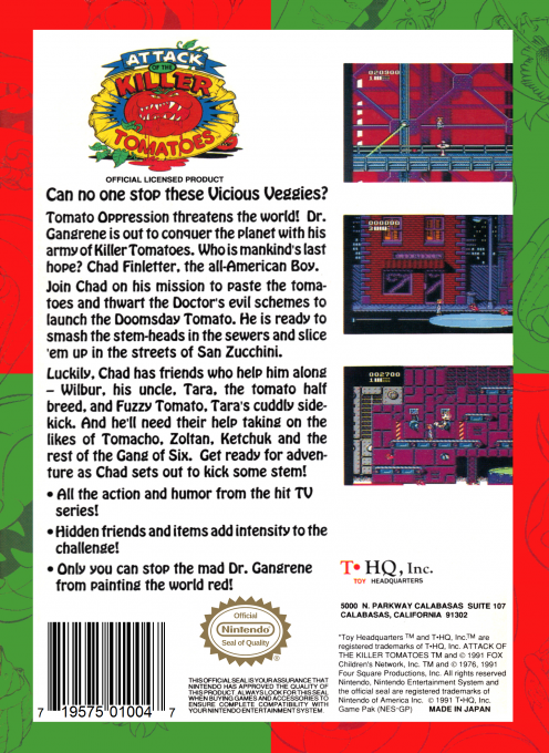 Attack of the Killer Tomatoes — Box back