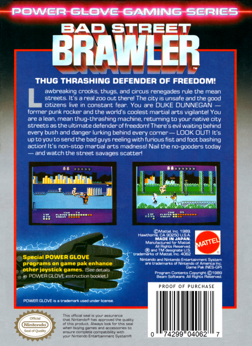 Bad Street Brawler — Box back