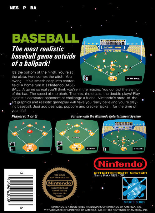 Baseball — Box back