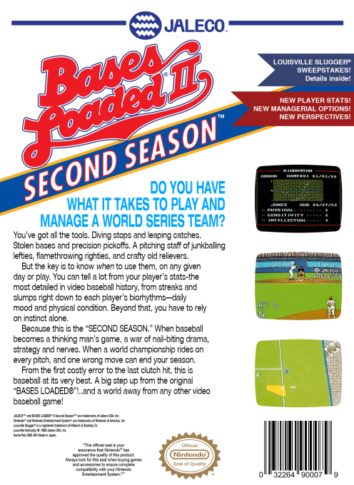 Bases Loaded II : Second Season — Box back
