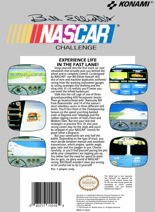 Bill Elliott's NASCAR Challenge — Box back