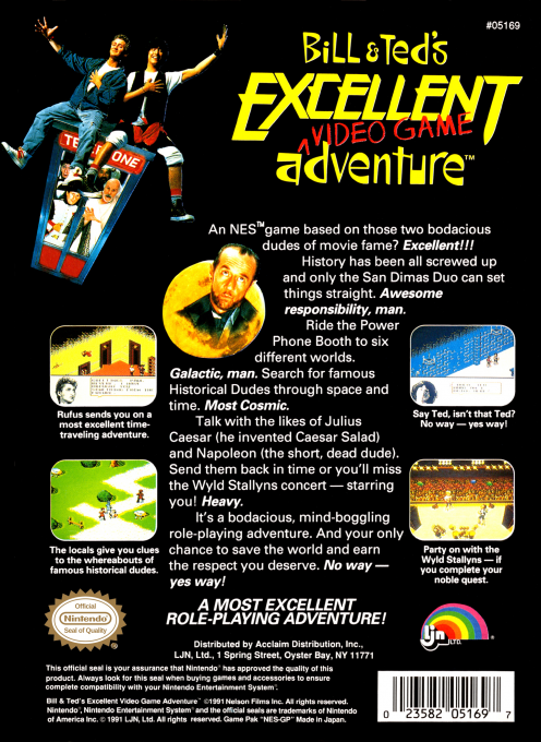 Bill & Ted's Excellent Video Game Adventure — Box back