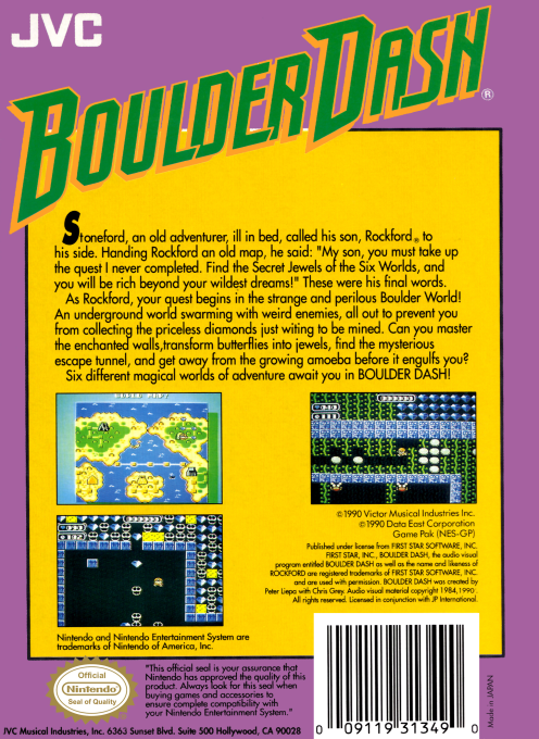 Boulder Dash — Box back