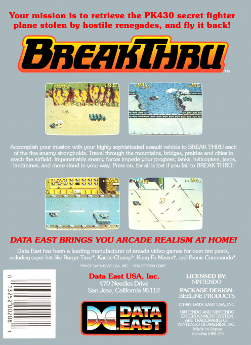 Breakthru — Box back