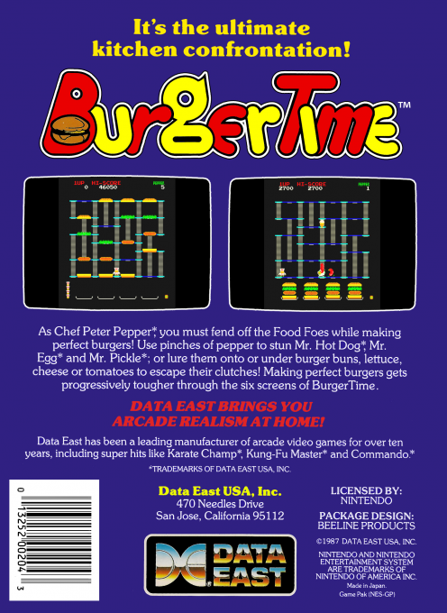 BurgerTime — Box back
