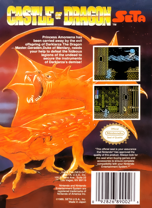 Castle of Dragon — Box back