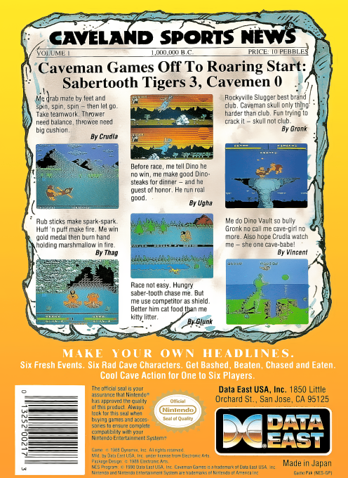 Caveman Games — Box back