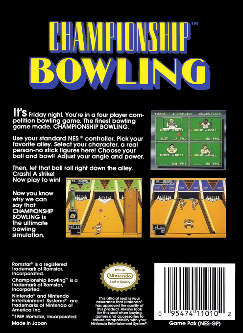 Championship Bowling — Box back