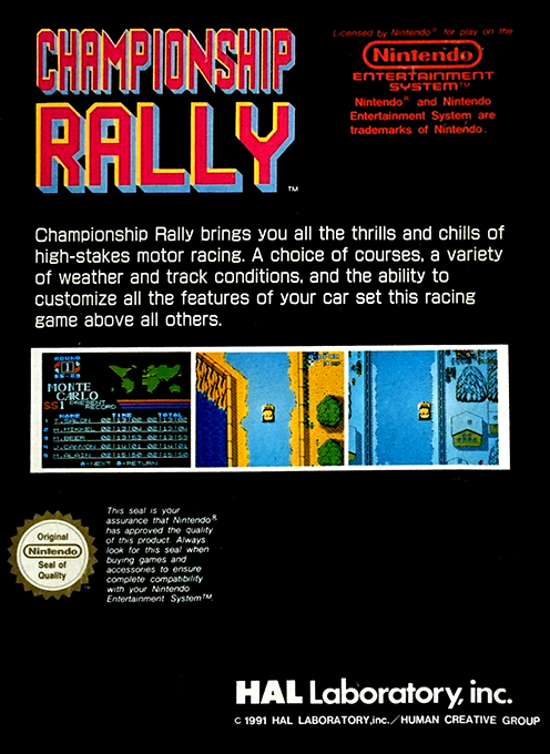 Championship Rally — Box back