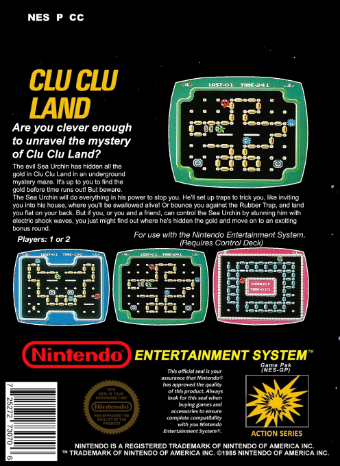 Clu Clu Land — Box back