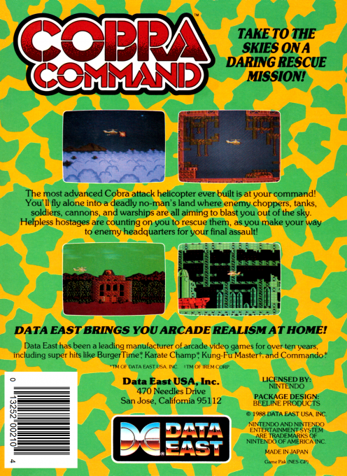 Cobra Command — Box back