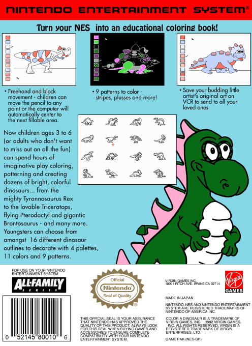 Color a Dinosaur — Box back