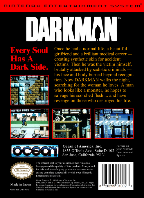Darkman — Box back