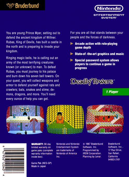 Deadly Towers — Box back