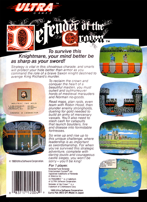 Defender of the Crown — Box back