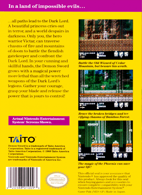 Demon Sword — Box back