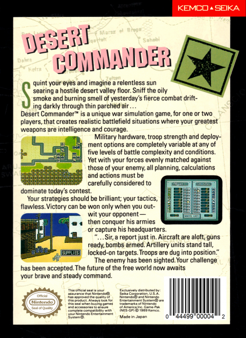 Desert Commander — Box back