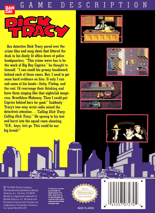 Dick Tracy — Box back