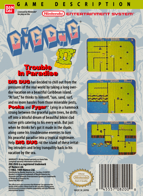 Dig Dug II : Trouble in Paradise — Box back