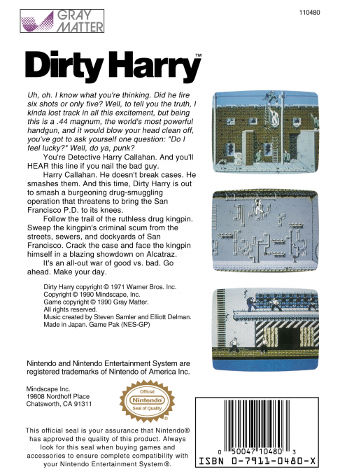 Dirty Harry — Box back